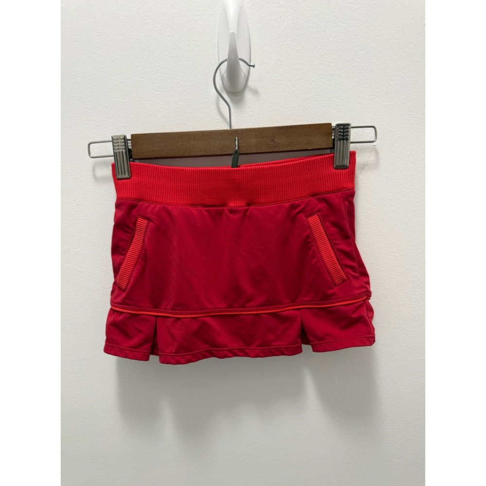 REI Girls XXS 4-5 Red Active Skort Ribbed Waistband Pleated Athletic Skirt